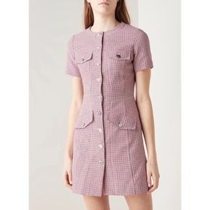 Maje Tweed Houndstooth Dress in Fuschia (New w. Tags)